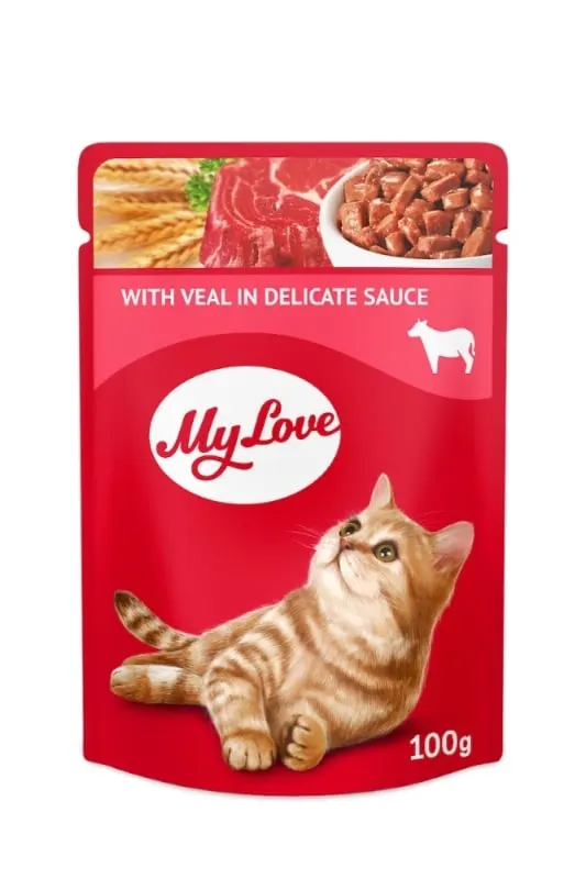 Hrana umeda pentru pisici My Love Cat - Vita, plic 100g